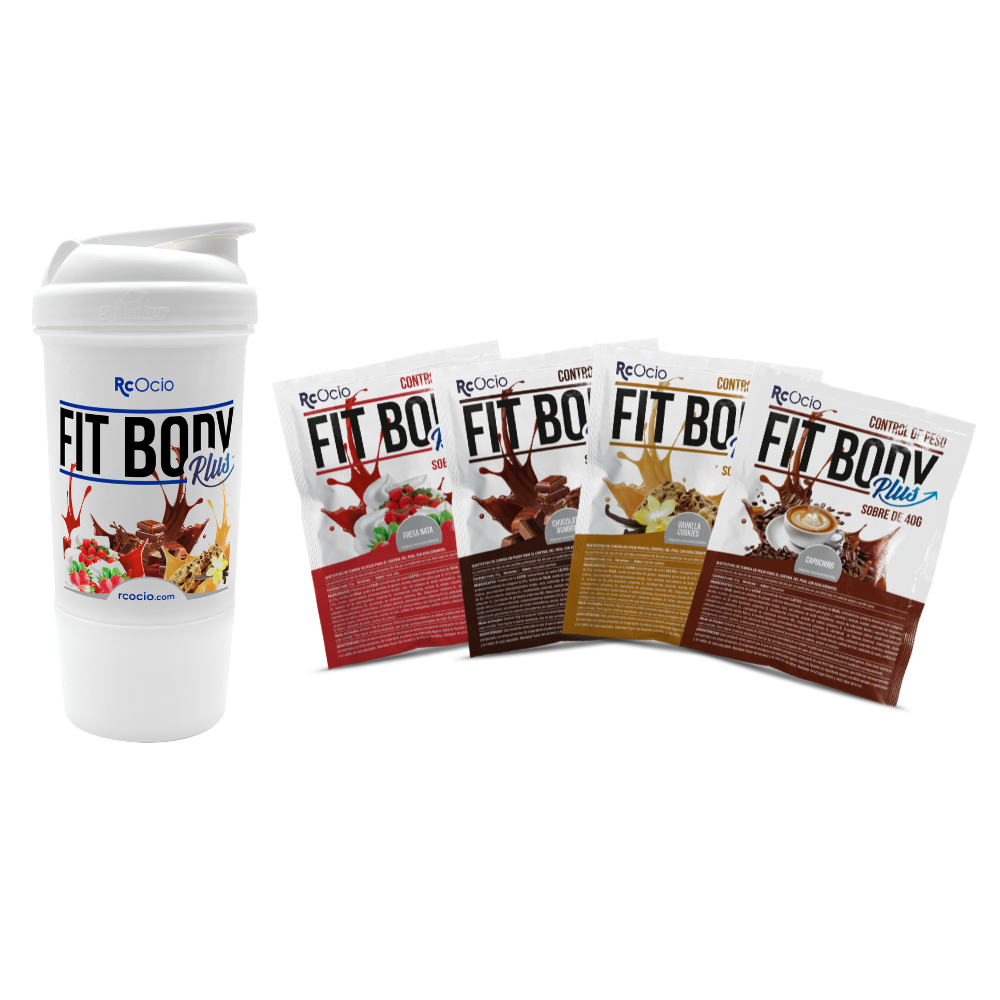 Pack prueba FitBody 4 sabores + Vaso coctelera