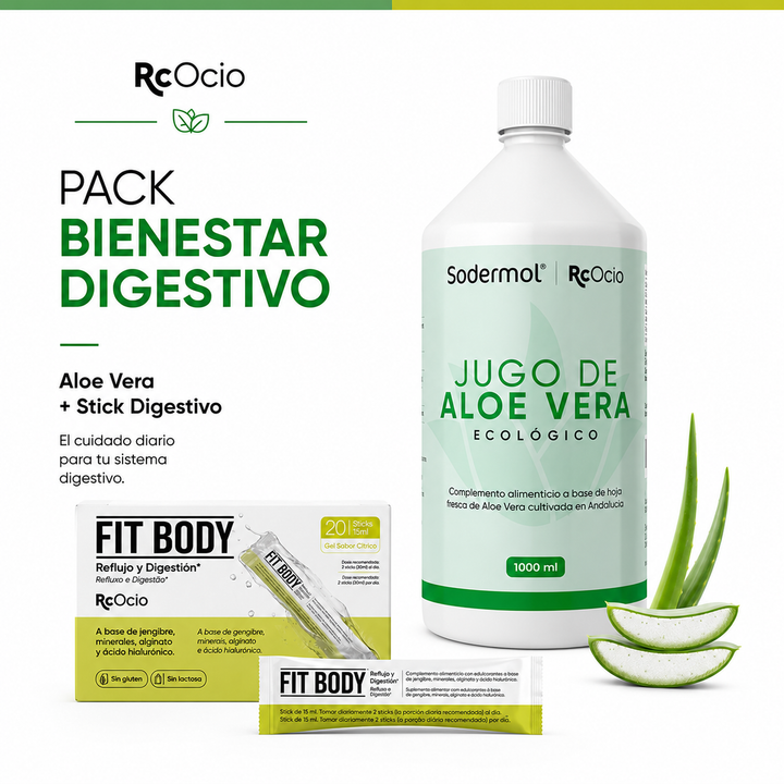 🌿 Pack Fitbody Digestivo + Aloe Vera Bebido -  Ardores - Reflujo - Digestiones pesadas - Nauseas