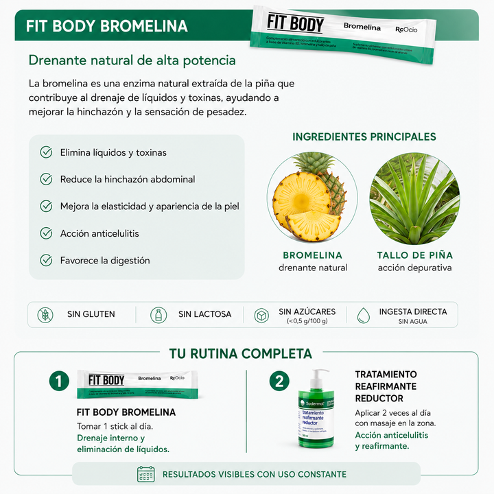 Anticelulitico total: 💚 Pack Fit Body Bromelina + Tratamiento Reafirmante Reductor