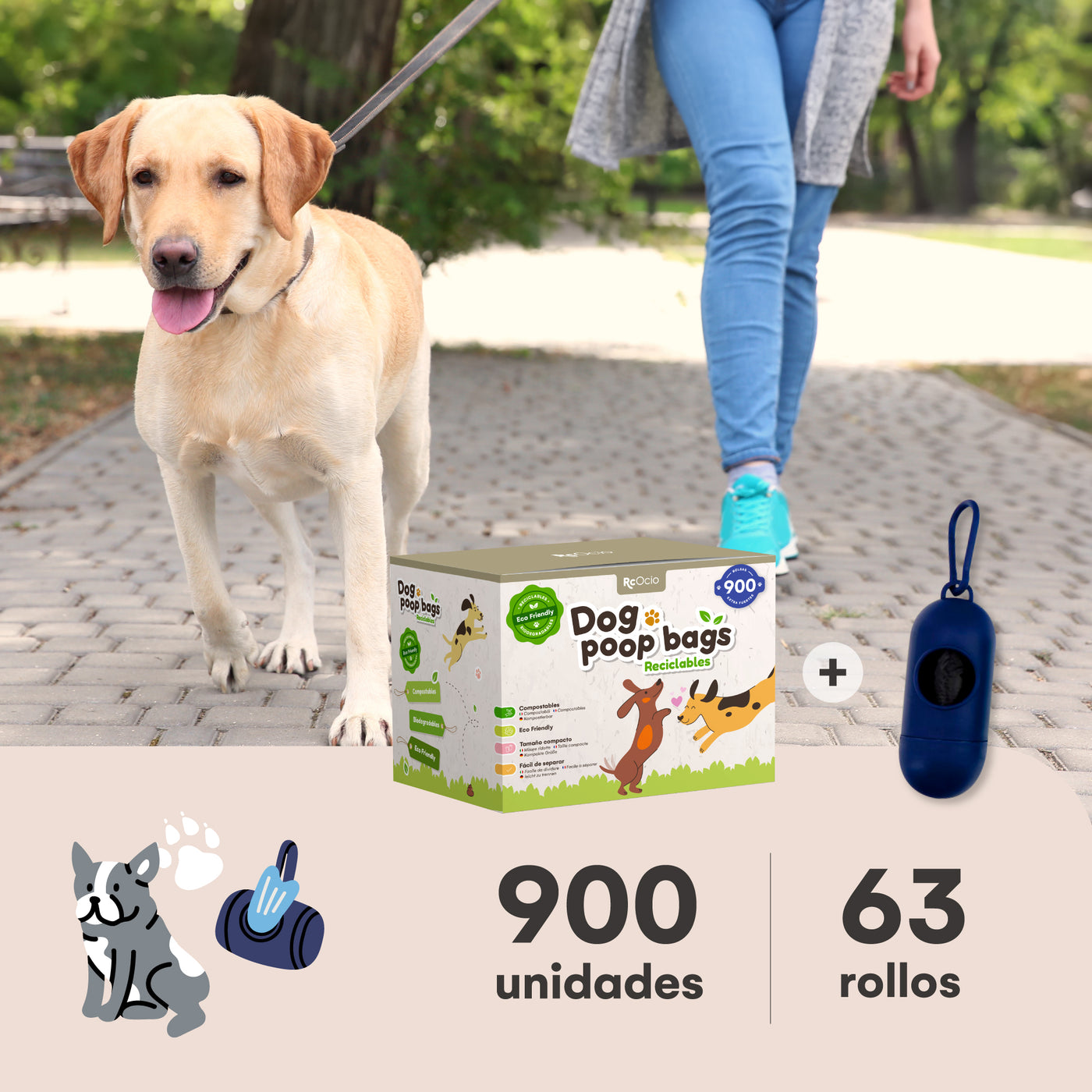 Bolsas Para Cacas De Perro 72 Rollo / 1080 Unidades 3 Colors