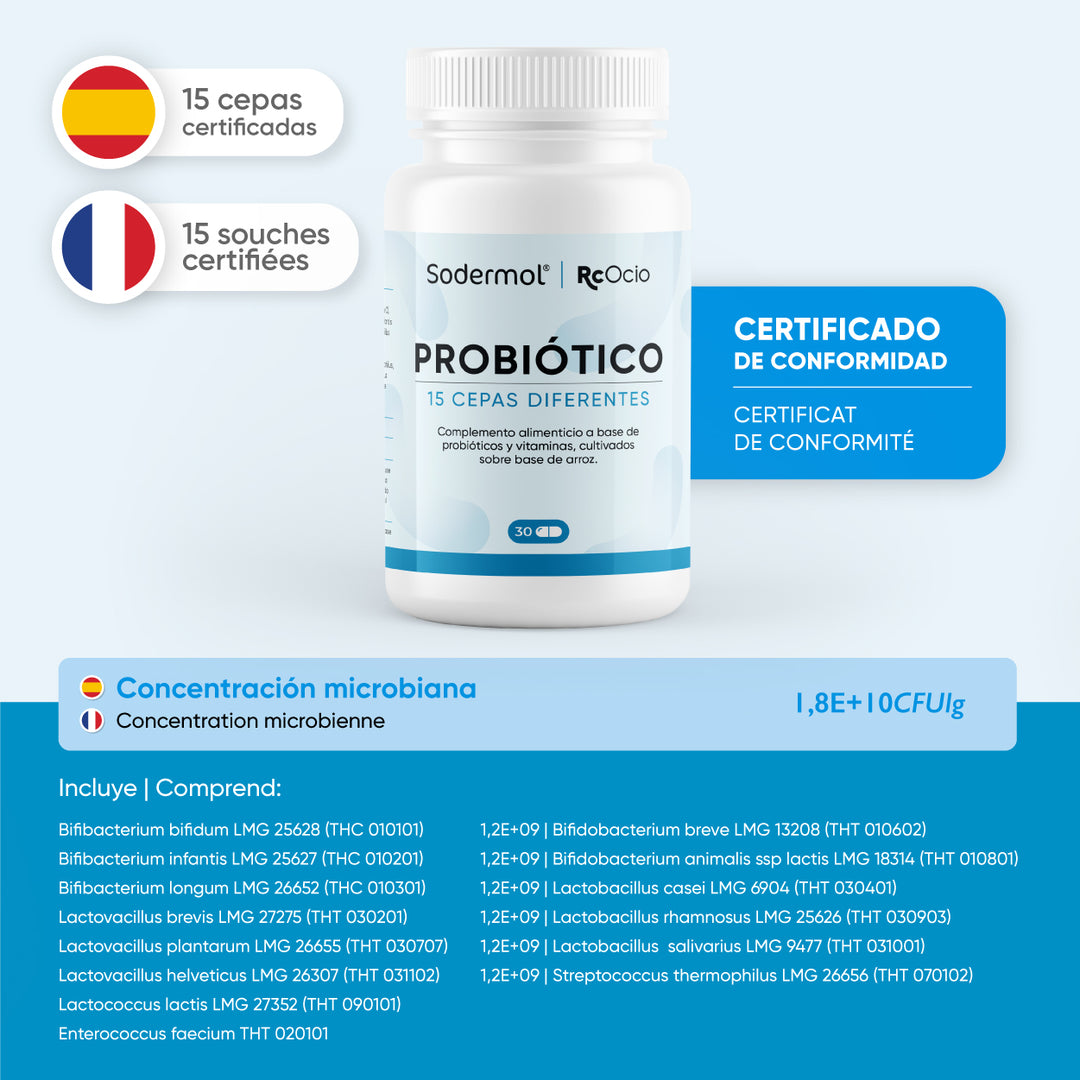 Probióticos veganos con 15 cepas