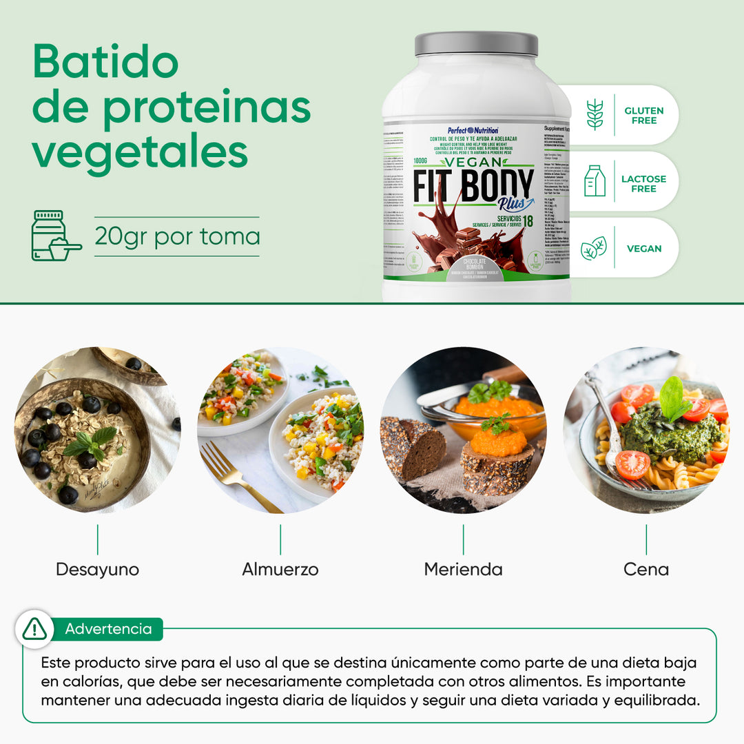 Batido Sustitutivo de Comida Vegano, Sin Gluten y sin Lactosa