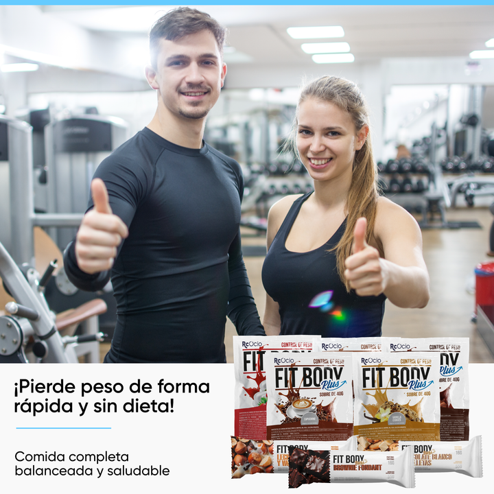 Pack prueba FitBody 5 sabores + Vaso coctelera + 3 barritas proteicas